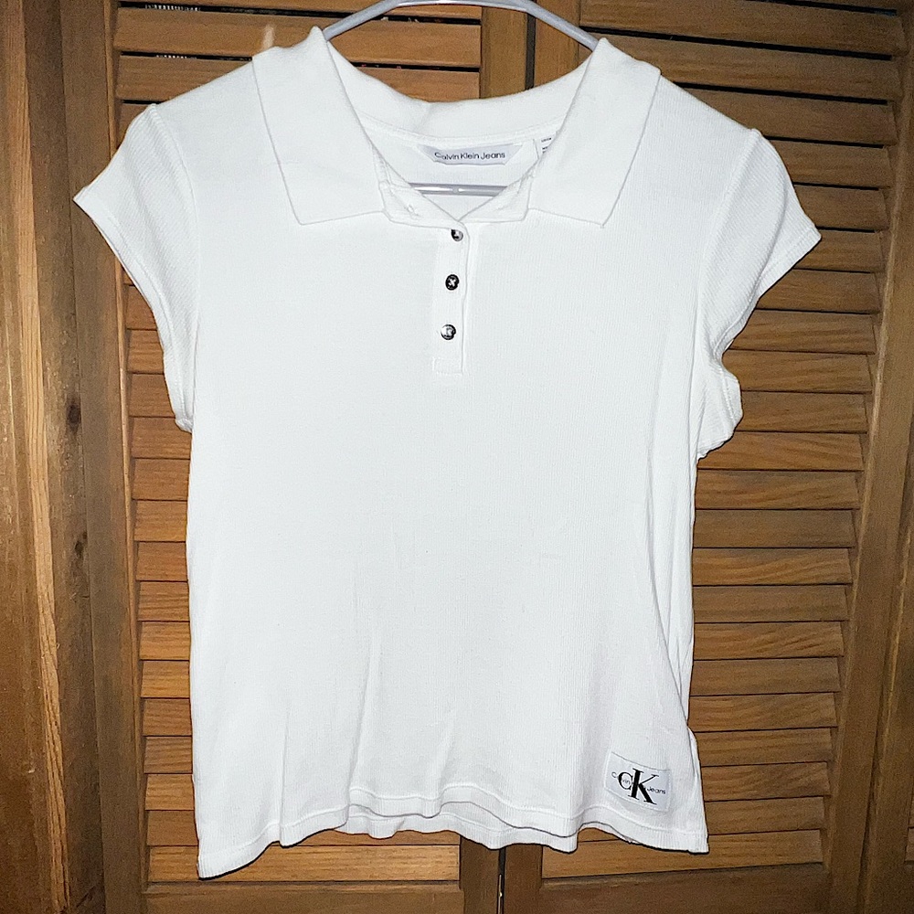 Calvin Klein Polo White Button Up for Women Size Small
